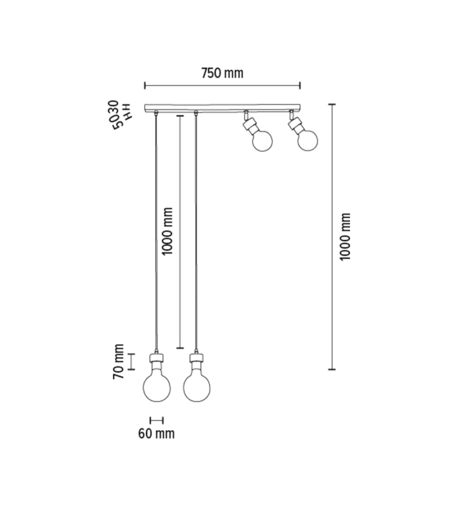 LAMPADARIO 4 LUCI "CLARTINA" METALLO E LEGNO, E27